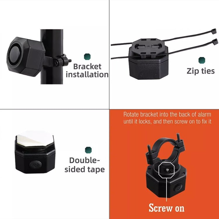 SF32R+03C Electric Motorcycle / Bike Anti - theft Alarm Home Wiring Free Vibration Alarm - wevelnit