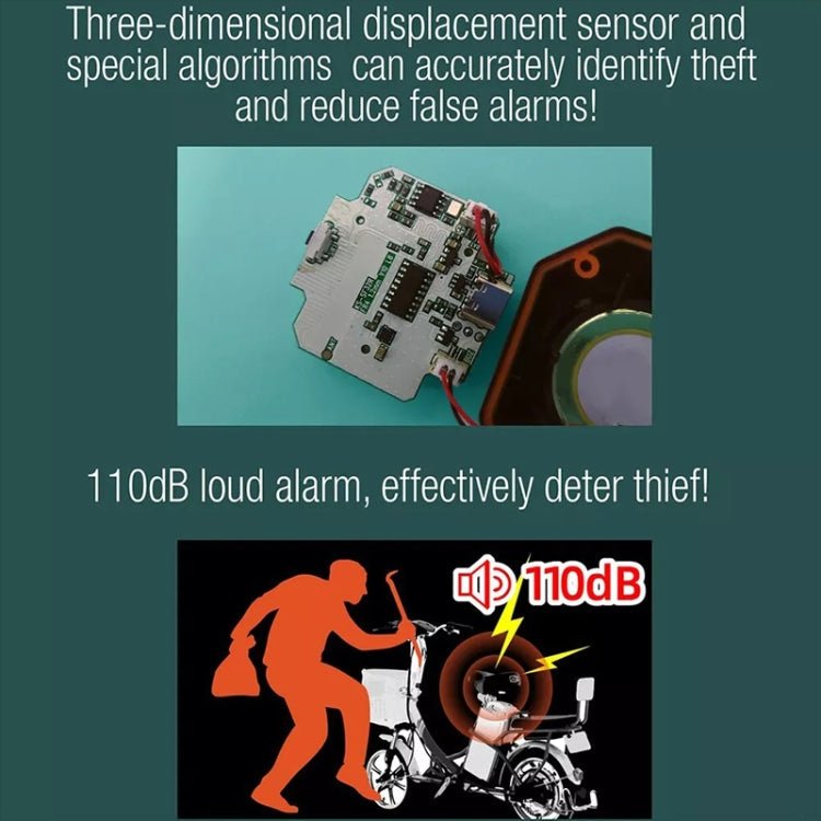 SF32R+03C Electric Motorcycle / Bike Anti - theft Alarm Home Wiring Free Vibration Alarm - wevelnit