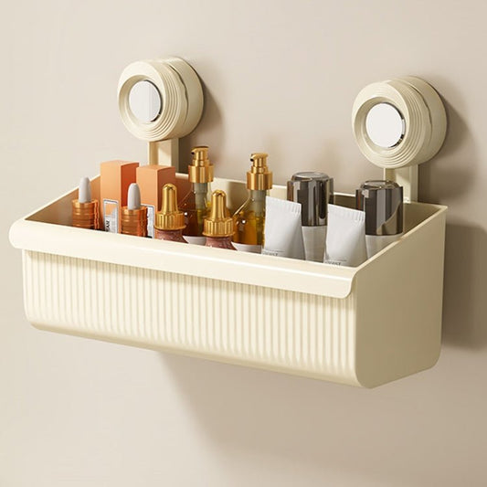 Suction Cup Wall Mounted Bathroom Shelf Drainage Detachable Storage Rack Hanging Basket, Style: Large Cream - wevelnit