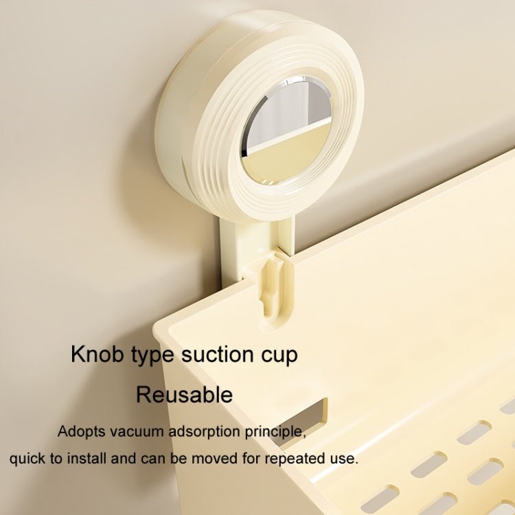 Suction Cup Wall Mounted Bathroom Shelf Drainage Detachable Storage Rack Hanging Basket, Style: Large Cream - wevelnit