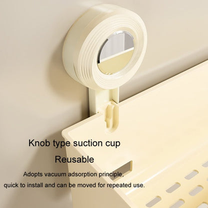 Suction Cup Wall Mounted Bathroom Shelf Drainage Detachable Storage Rack Hanging Basket, Style: Large Cream - wevelnit