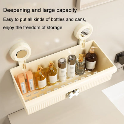 Suction Cup Wall Mounted Bathroom Shelf Drainage Detachable Storage Rack Hanging Basket, Style: 2 Layers Large Brown - wevelnit