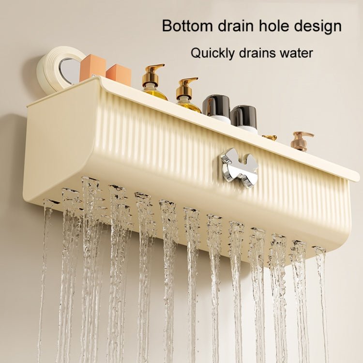 Suction Cup Wall Mounted Bathroom Shelf Drainage Detachable Storage Rack Hanging Basket, Style: Large Cream - wevelnit