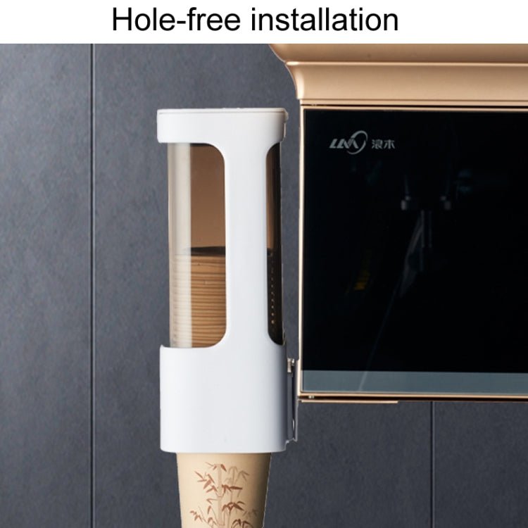 Household Disposable Cup Organizer Water Dispenser Dustproof Wall Mounted Shelf, Style: Single Cylinder White - wevelnit