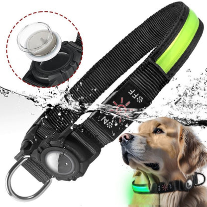 LED Waterproof Dog Collar with AirTag Holder – Quick Release (S / M / L) - wevelnit