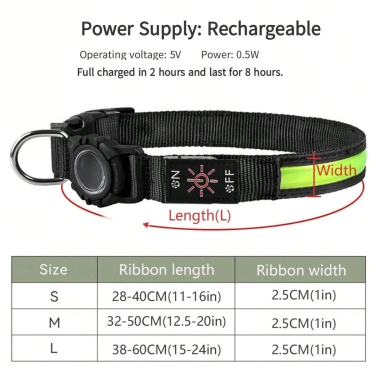 LED Waterproof Dog Collar with AirTag Holder – Quick Release (S / M / L) - wevelnit
