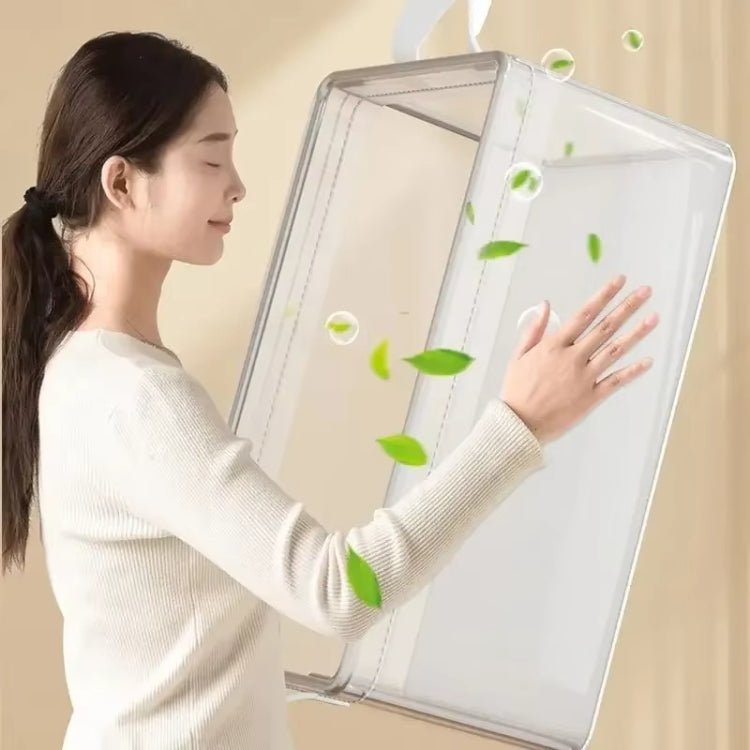 Transparent Steel Frame Clothes Storage Bag with Handle Foldable Wardrobe Organizer - wevelnit