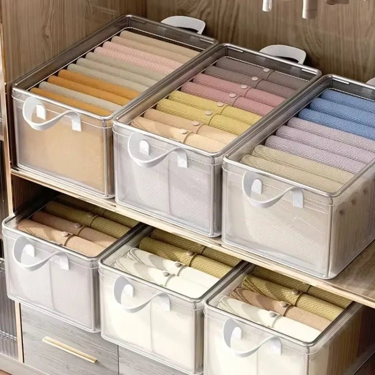 Transparent Steel Frame Clothes Storage Bag with Handle Foldable Wardrobe Organizer - wevelnit