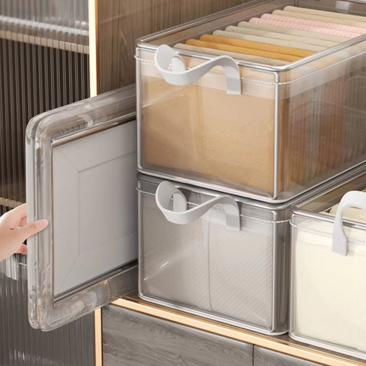 Transparent Steel Frame Clothes Storage Bag with Handle Foldable Wardrobe Organizer - wevelnit