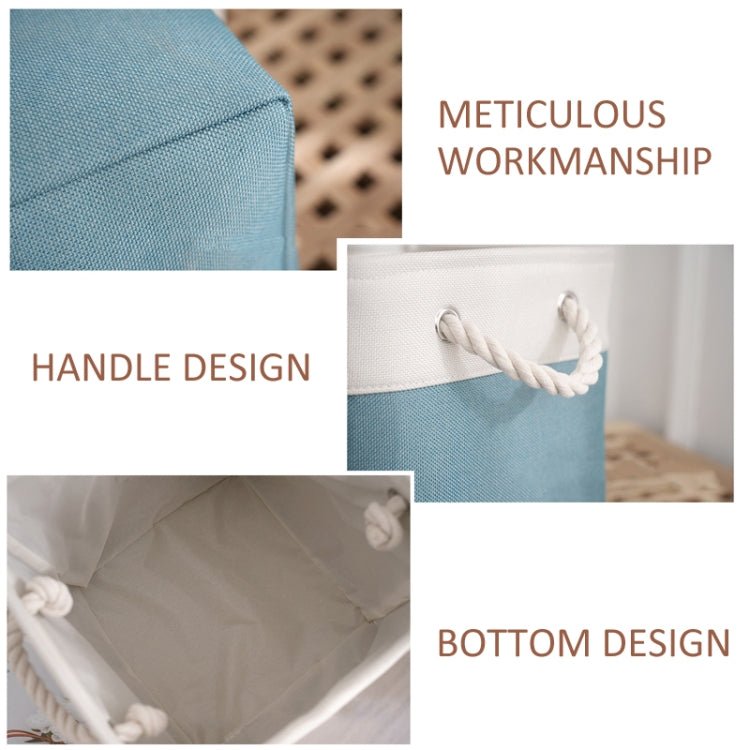 Linen Fabric Storage Bag Large Capacity Square Collapsible Clothes Toy Organizer(White and Black) - wevelnit