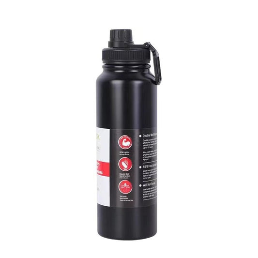 304 Stainless Steel Insulated Water Bottle – 800ml, Outdoor Sports Kettle (Black) - wevelnit