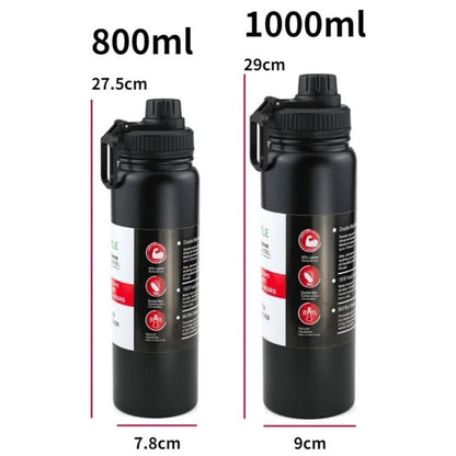 800ml 304 Stainless Steel Insulated Sports Water Bottle – Vacuum Flask (Silver) - wevelnit