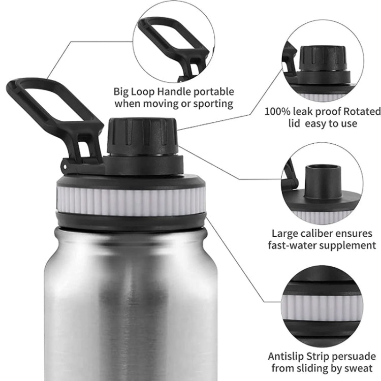 304 Stainless Steel Insulated Water Bottle – 800ml, Outdoor Sports Kettle (Black) - wevelnit