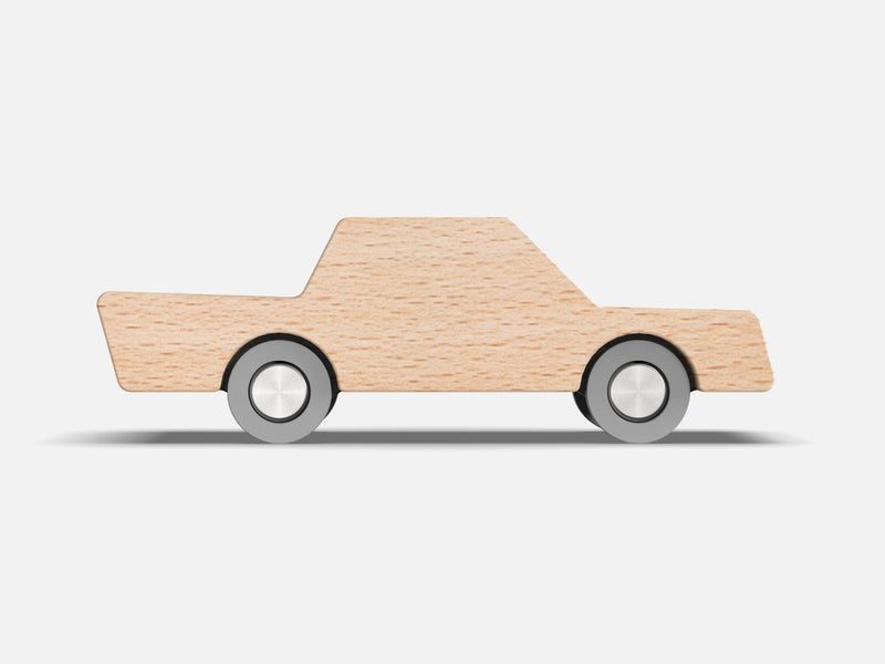 Houten Waytoplay Back and Forth auto in naturel hout, zijaanzicht