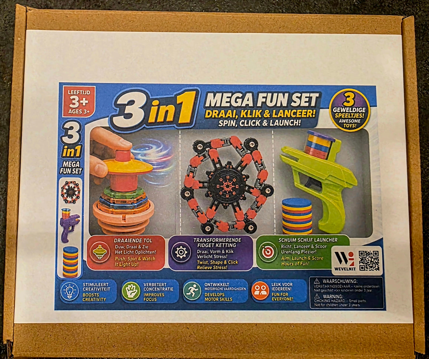 Wevelnit 3-in-1 Mega Fun Set – LED Gyroscoop