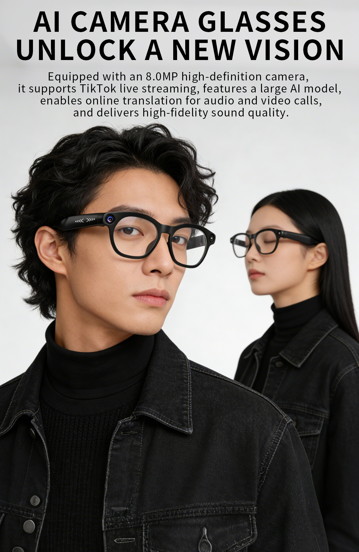 Wevelnit CY03 AI Camera Glasses – 8MP, Open-Ear Audio and AI Assistant