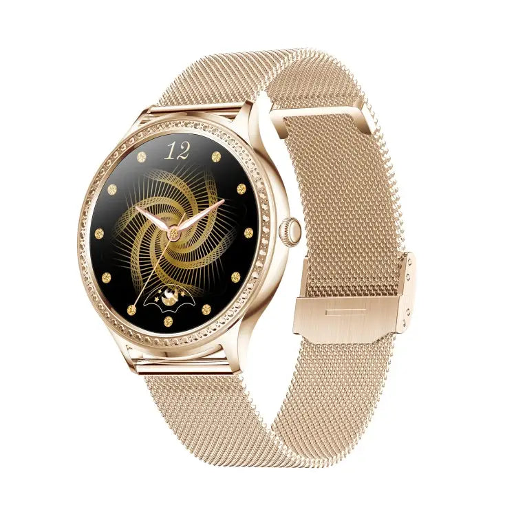 AK35 smartwatch met goud stalen bandje