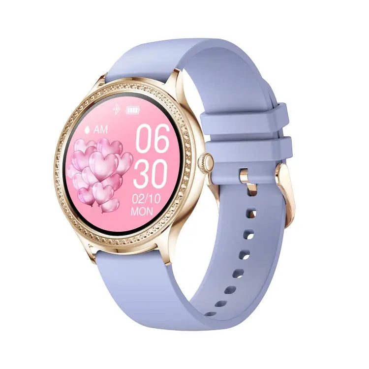 AK35 smartwatch met goud-paars siliconen bandje