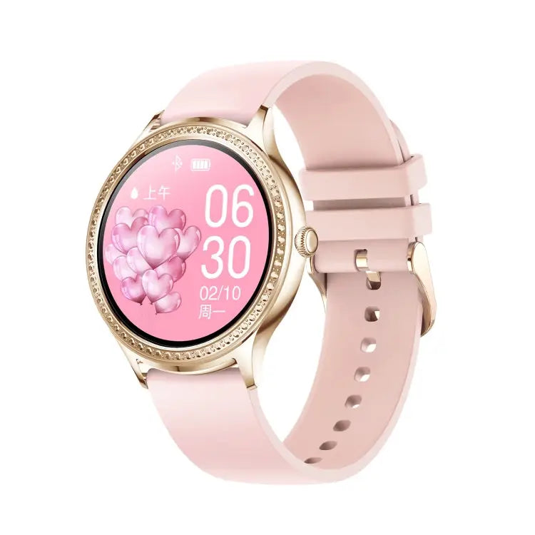 AK35 smartwatch met goud-roze siliconen bandje