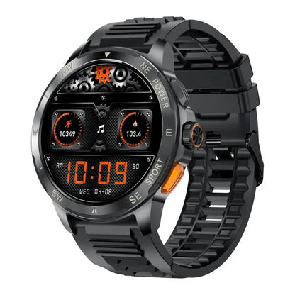 AK77 smartwatch met zwarte siliconen band
