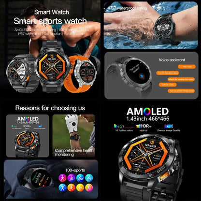 AK77 Smartwatch 1,43 inch AMOLED – Bluetooth bellen