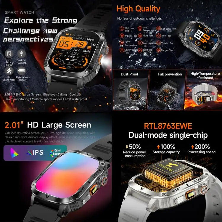 AK80 Smartwatch 2,01 inch – Bluetooth bellen en hartslagmeting