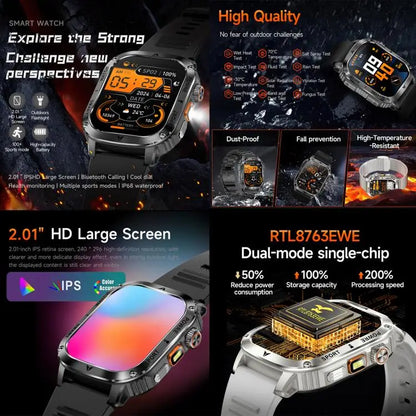 AK80 Smartwatch 2,01 inch – Bluetooth bellen en hartslagmeting