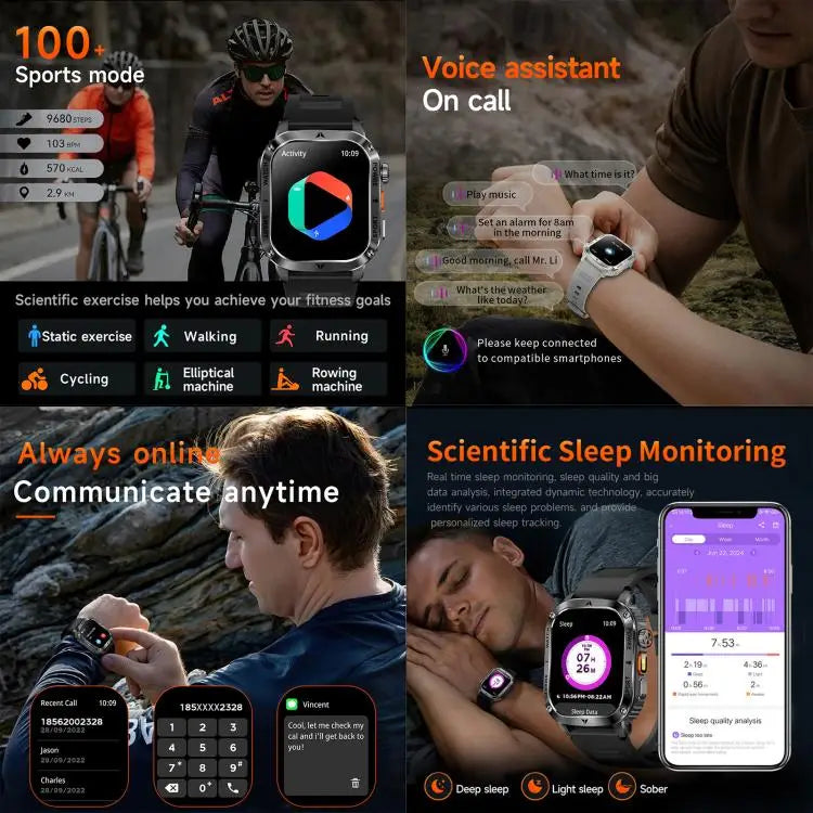 AK80 Smartwatch 2,01 inch – Bluetooth bellen en hartslagmeting