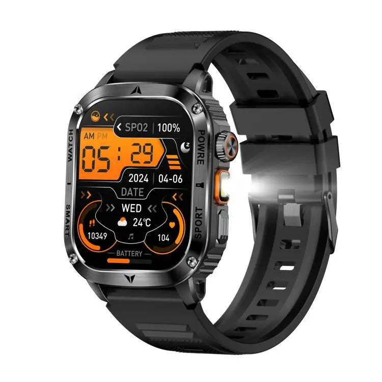 AK80 smartwatch met zwarte siliconen band