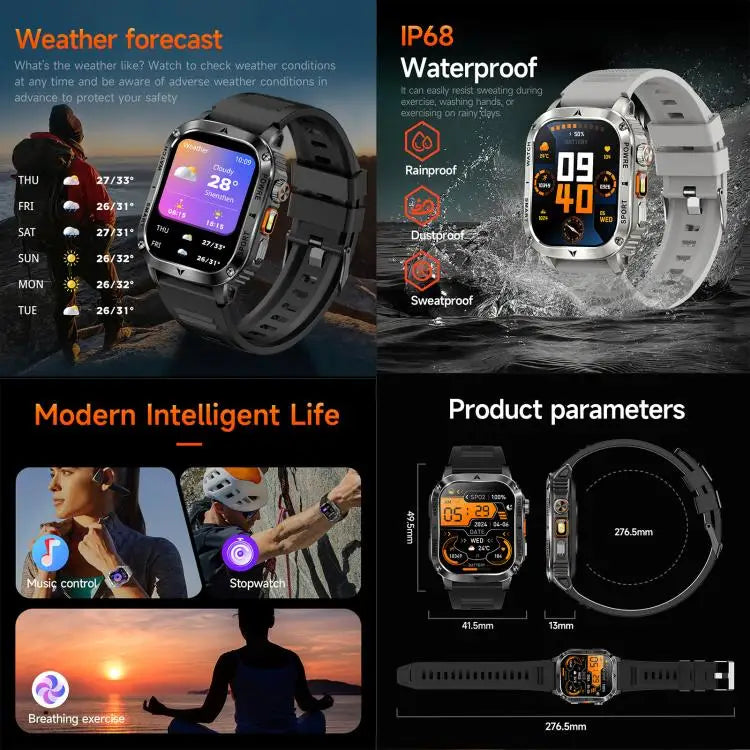 AK80 Smartwatch 2,01 inch – Bluetooth bellen en hartslagmeting