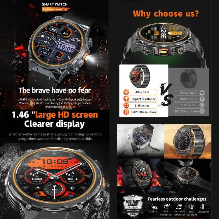 AK81 Smartwatch 1,46 inch – Bluetooth bellen, metalen kast