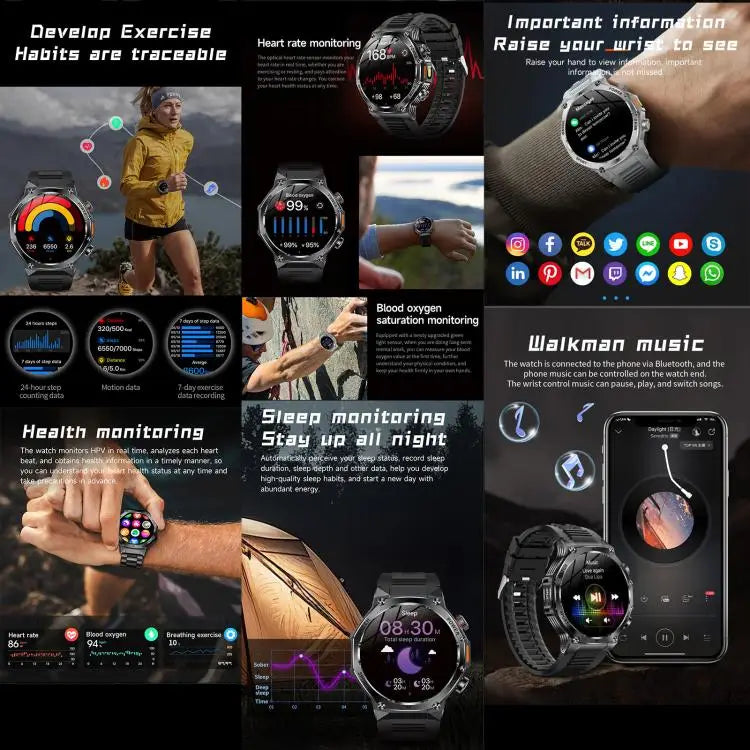 AK82 Smartwatch 1,8 inch – groot scherm en Bluetooth bellen