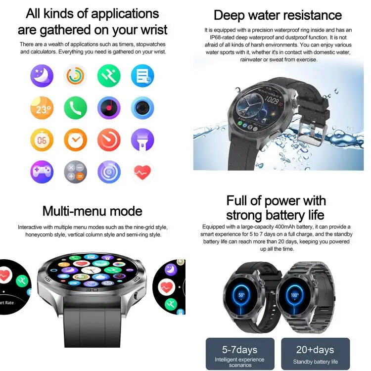 AK83 Smartwatch 1,46 inch – Bluetooth bellen en hartslagmeting