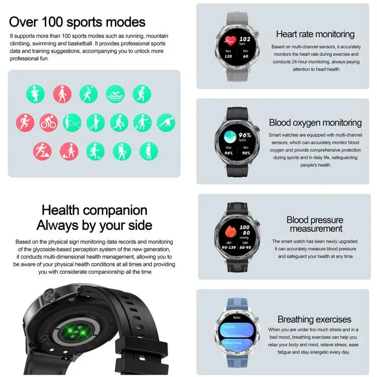 AK83 Smartwatch 1,46 inch – Bluetooth bellen en hartslagmeting