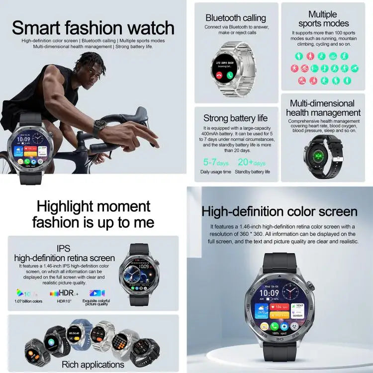 AK83 Smartwatch 1,46 inch – Bluetooth bellen en hartslagmeting