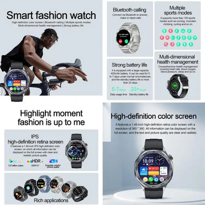 AK83 Smartwatch 1,46 inch – Bluetooth bellen en hartslagmeting