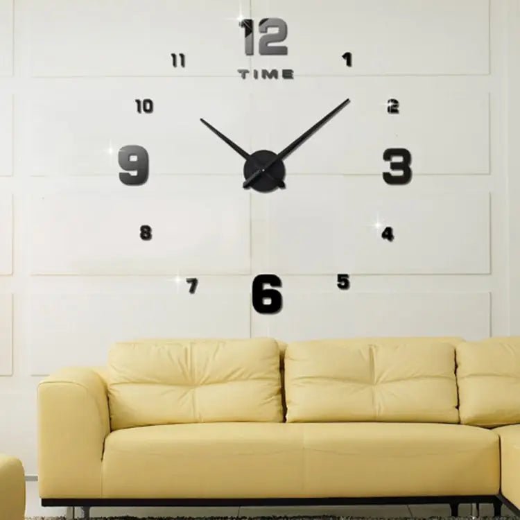 Home Office Decoration Modern Frameless Large DIY 3D Mirror Wall Sticker Clock - wevelnit