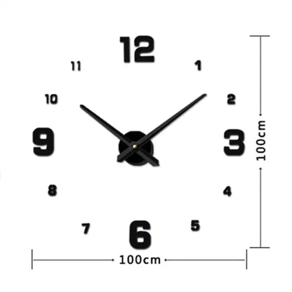 Home Office Decoration Modern Frameless Large DIY 3D Mirror Wall Sticker Clock - wevelnit