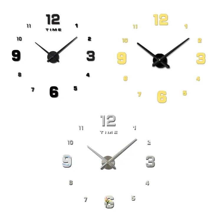 Home Office Decoration Modern Frameless Large DIY 3D Mirror Wall Sticker Clock - wevelnit