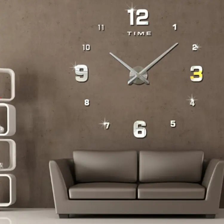 Home Office Decoration Modern Frameless Large DIY 3D Mirror Wall Sticker Clock - wevelnit