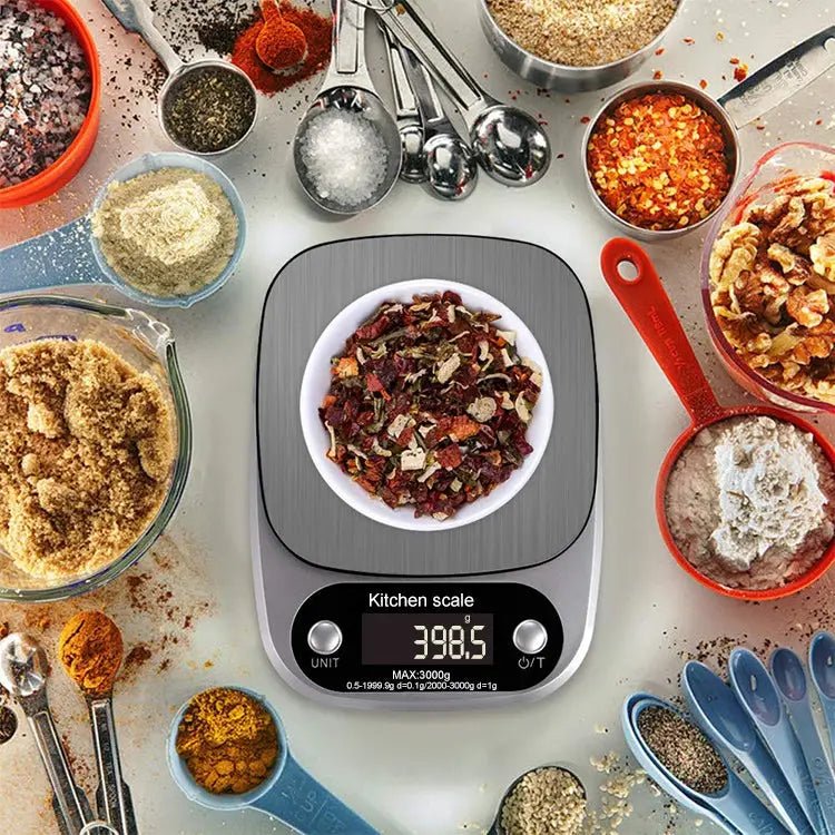 Kitchen Stainless Steel LCD Electronic Scale, Specification: 3kg/0.1g - wevelnit