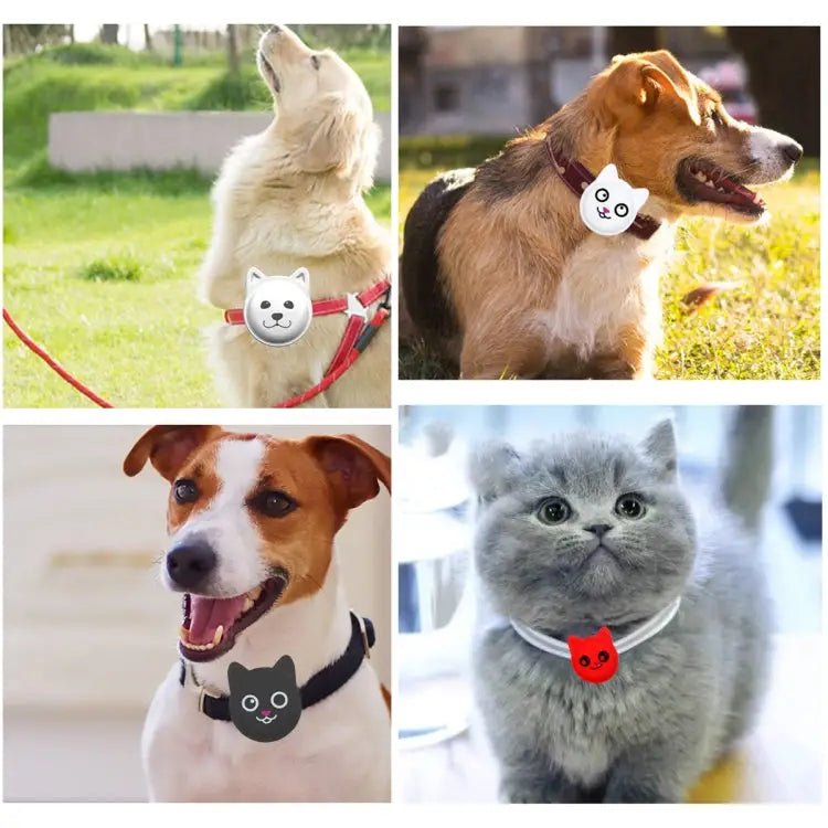 Cute Cartoon Pet Collar Anti - lost Tracker Silicone Case For AirTag, Naughty Smile - wevelnit