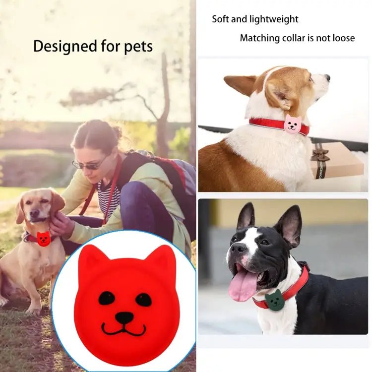 Cute Cartoon Pet Collar Anti - lost Tracker Silicone Case For AirTag, Naughty Smile - wevelnit