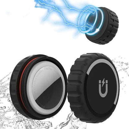 AirTag Magnetic Waterproof Protective Case – High - Strength PC Shell (Black) - wevelnit