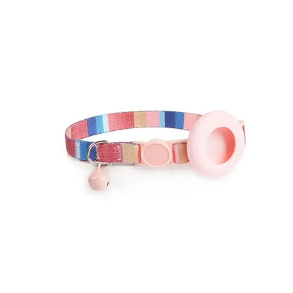 AirTag Pet Collar Holder with Bell & Safety Buckle – Stylish Printed Design - wevelnit