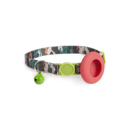 AirTag Pet Collar Holder with Bell & Safety Buckle – Stylish Printed Design - wevelnit