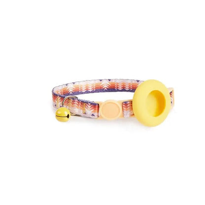 AirTag Pet Collar Holder with Bell & Safety Buckle – Stylish Printed Design - wevelnit