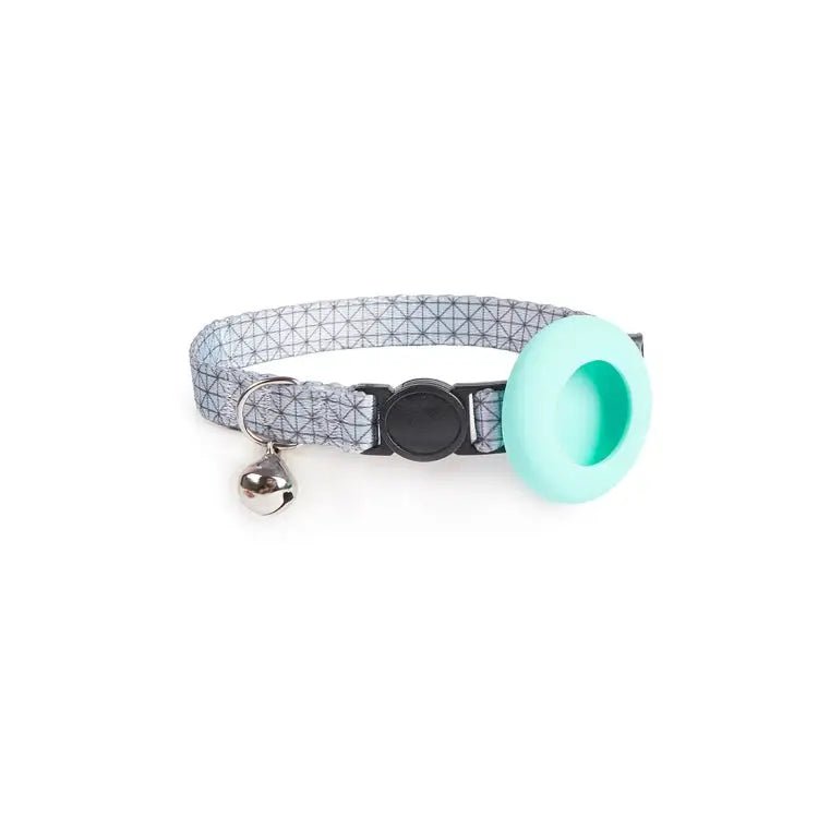 AirTag Pet Collar Holder with Bell & Safety Buckle – Stylish Printed Design - wevelnit