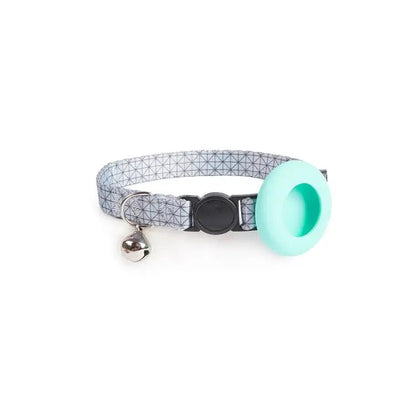 AirTag Pet Collar Holder with Bell & Safety Buckle – Stylish Printed Design - wevelnit