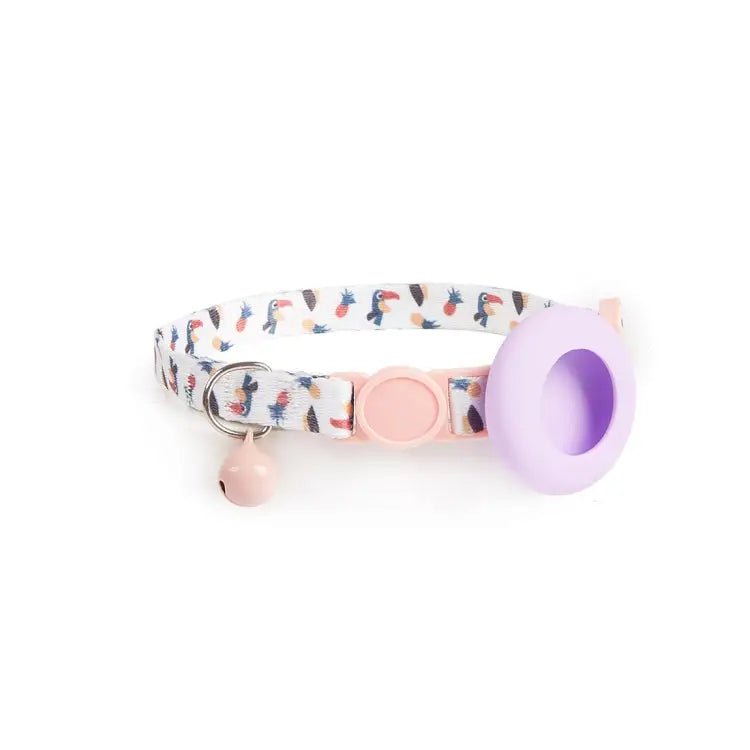 AirTag Pet Collar Holder with Bell & Safety Buckle – Stylish Printed Design - wevelnit